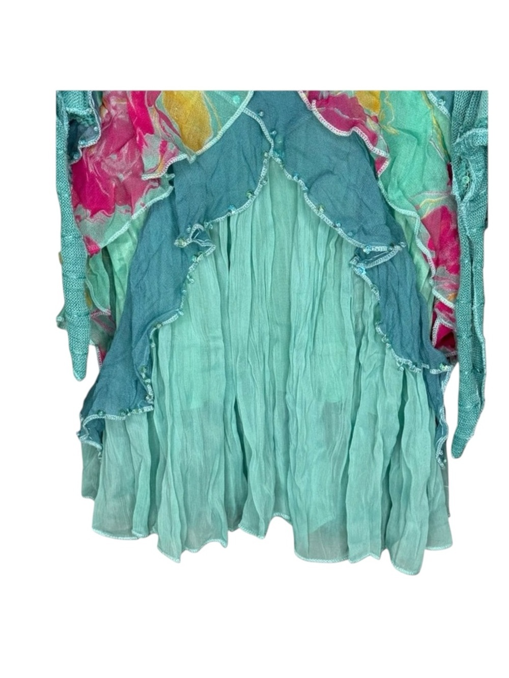 Sara Sara ❤︎︎ Sequin Lace Mermaid Shrug Waterfall Tank Set ❤︎︎ Aquamarine ❤︎︎ 10 - Picture 11 of 16